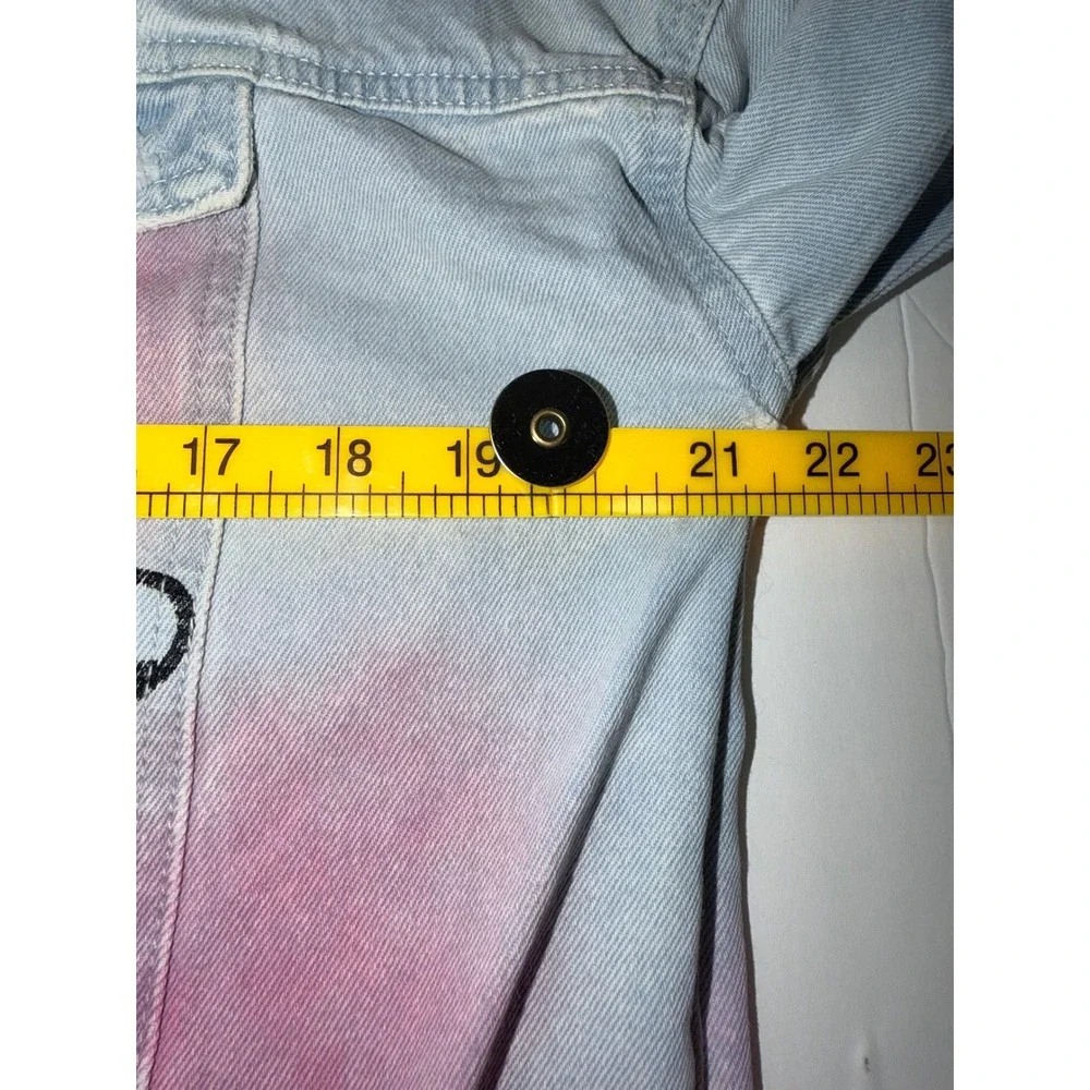 Justice x Bazooka Ring Pop Girls Tie Dye Denim Jacket XL 16/18 Distressed Candy